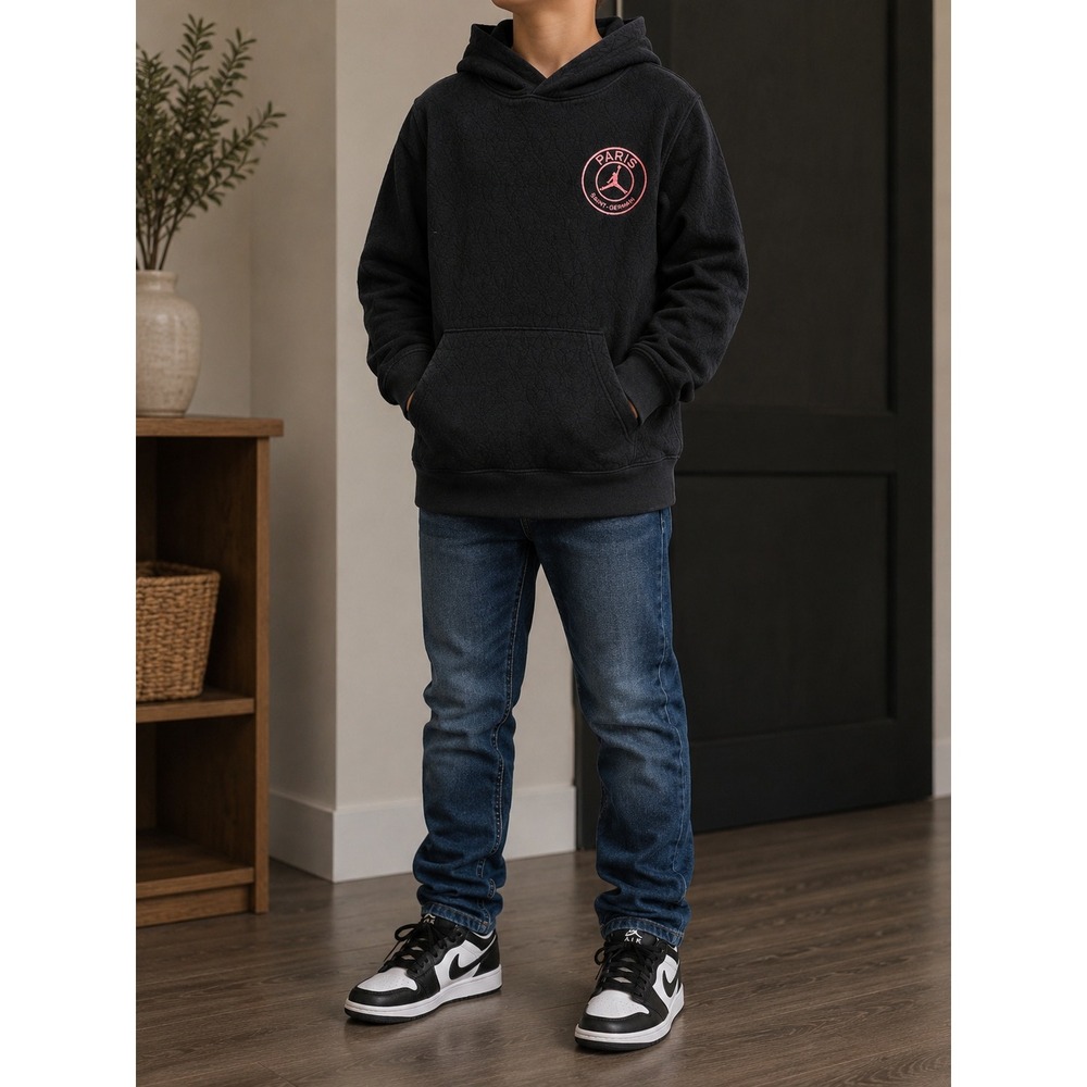 Jordan Paris Saint-Germain Hoodie Black Pink PSG Jumpman Logo Boys Youth Medium